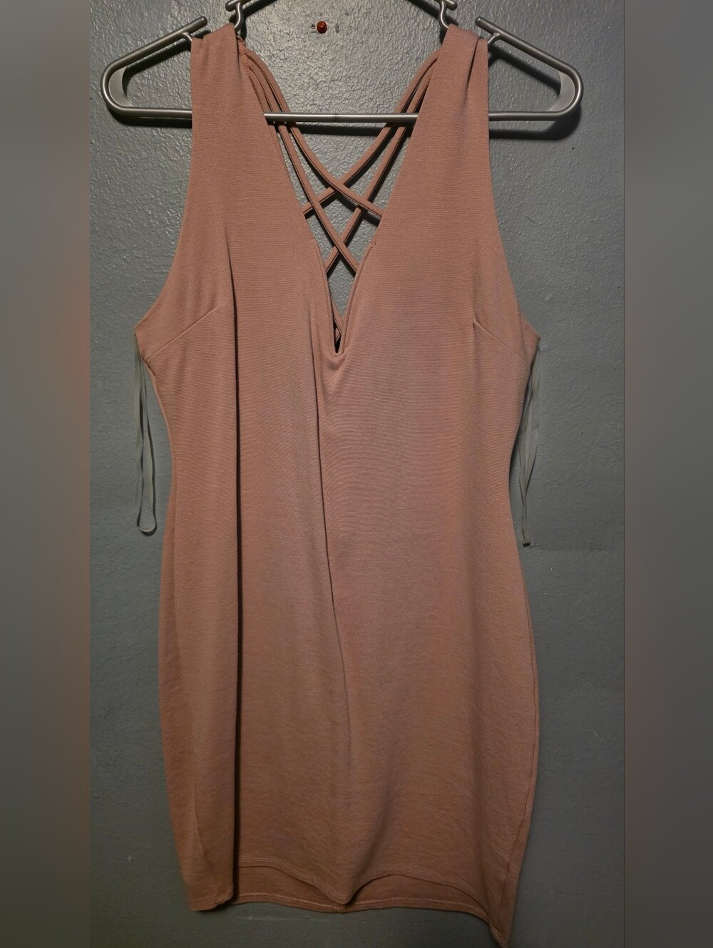 Vintahe Charlotte Russe Mauve Sleeveless V-Neck Dress with Crisscross Straps